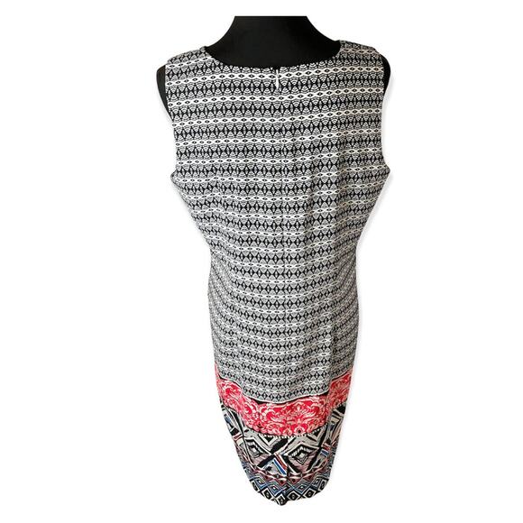 Mario Serrani Sheath Dress Geometric Sleeveless Zip Womens 14 Summer - Picture 2 of 13